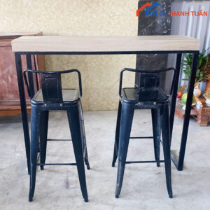Bộ Ghế Bafe Cafe Khung Sắt Chân Cao Cũ Giá Rẻ