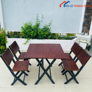 Bộ Bàn Ghế Gỗ Chân Chữ X Cũ Giá Rẻ