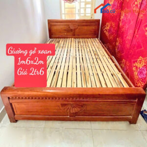 Thanh Lý Giường Gỗ Xoan 1M6x2M Mới 99%