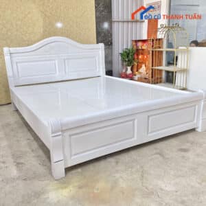 Giường Gỗ Cũ 1M6x2M Màu Trắng Hiện Đại