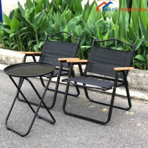 Thanh Lý Bộ Bàn Ghế Xếp Lưới Tay Gỗ Mới 99%