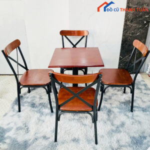 Thanh Lý Bộ Bàn Ghế Gỗ Lưng Chữ X Mới 99%