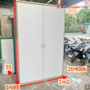 Tủ Quần Áo 2 Cánh Cũ 1M95 Màu Trắng Giá Rẻ