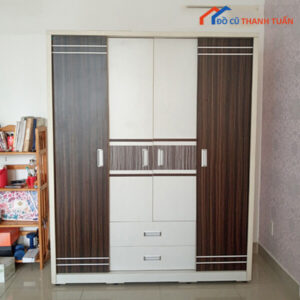 Tủ Quần Áo 4 Cánh Cũ Trắng Nâu Hiện Đại Giá Rẻ