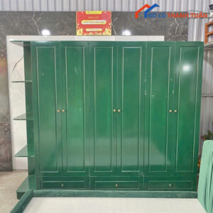 Tủ Quần Áo Cũ 6 Cánh Liền Kệ Xanh Lá Đậm Giá Rẻ
