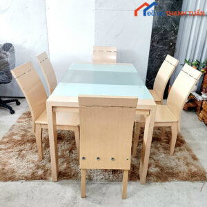 Bộ Bàn Ăn Mặt Kính Cũ 6 Ghế Giá Rẻ