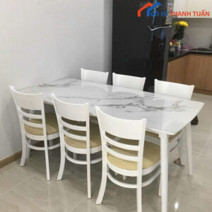 Thanh Lý Bộ Bàn 6 Ghế Cabin Màu Trắng Mới 99%