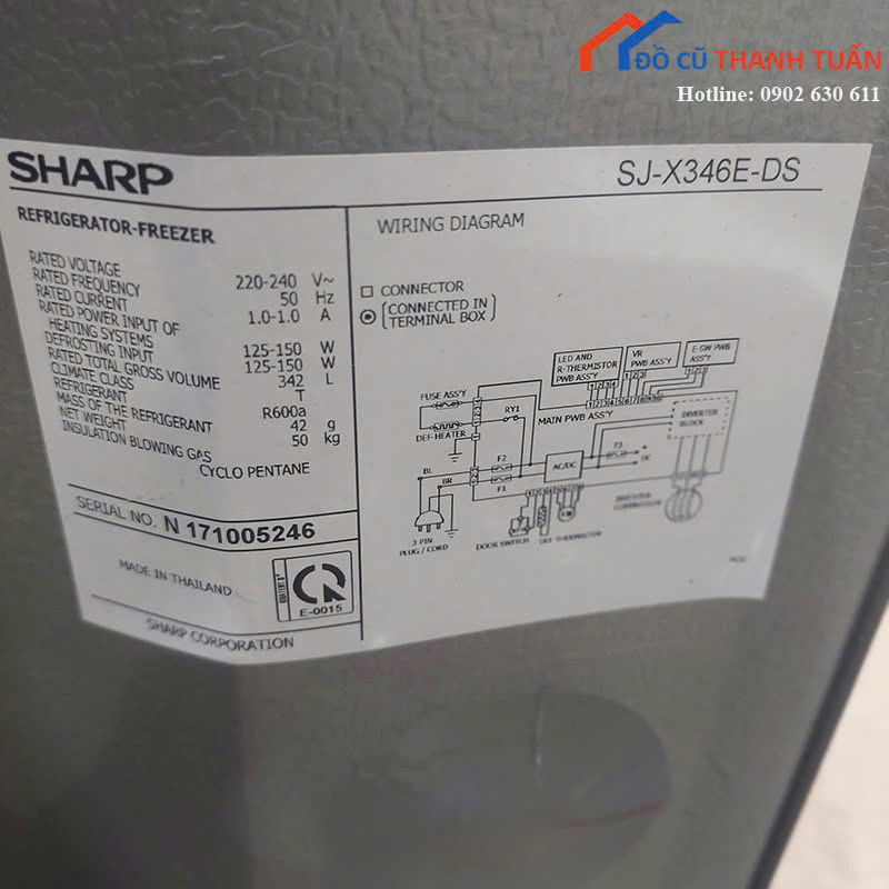 1ddl-tu-lanh-G3tr5-5 Tủ Lạnh Sharp Inverter 342L Cũ Thiết Kế Hiện Đại