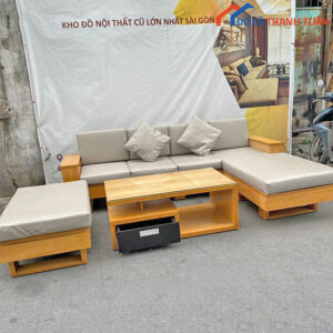 Bộ Sofa Gỗ L Lót Đệm Cao Cấp Cũ Giá Rẻ