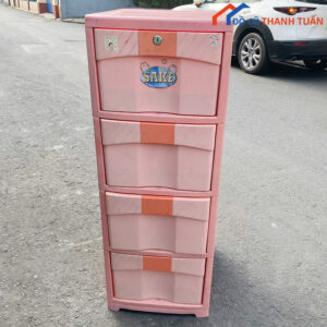 Tủ Nhựa Sake Màu Hồng 4 Tầng Cũ Giá Rẻ