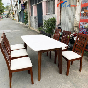 Bộ Băn Ăn Cũ 6 Ghế Gỗ Có Đệm Giá Rẻ