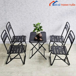 Thanh Lý Bộ Bàn Ghế Sắt Gấp Gọn Hiện Đại Mới 99%
