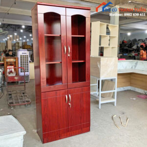 Tủ Gỗ Văn Phòng 2 Cánh Kính Có Khóa Mới 99%