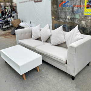 Bộ Sofa Văng 2M65 Vải Xám Hiện Đại Cũ
