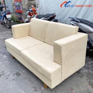Băng Ghế Sofa 1M6 Bọc Vải Be Cũ Giá Rẻ