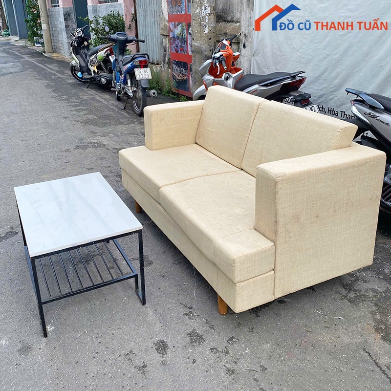 ban-ghe-sofa-cu-8 Băng Ghế Sofa 1M6 Bọc Vải Be Cũ Giá Rẻ