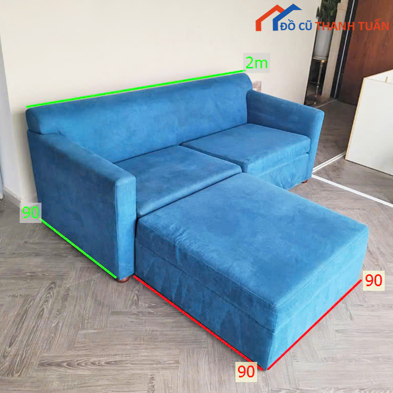 bo-sofa-cu-8 Ghế Sofa Chữ L Bọc Nhung Màu Xanh Đẹp Cũ