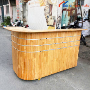 Quầy Pha Chế 1M8 Bo Góc Đơn Giản Gỗ Tự Nhiên Cũ