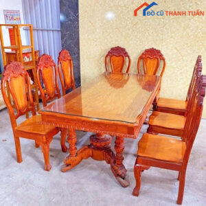 Thanh Lý Bộ Bàn Ăn Gỗ Căm Xe Mặt Gõ Mới 99%