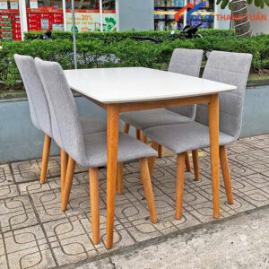 Bàn Ăn 4 Ghế Nệm Ghế Xám Tinh Tế Cũ