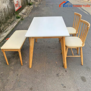 Bộ Bàn Ăn Cũ Gỗ Tự Nhiên Hiện Đại