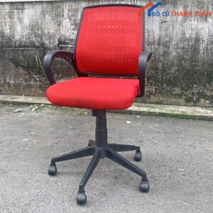 Ghế Văn Phòng Cũ Chân Nhựa Lưới Màu Đỏ Đẹp