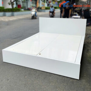 Giường Gỗ MDF 1M6x2M Màu Trắng Đẹp Cũ