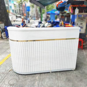 Thanh Lý Quầy Lễ Tân Bo Cong Ốp Lam Trắng Mới 99%