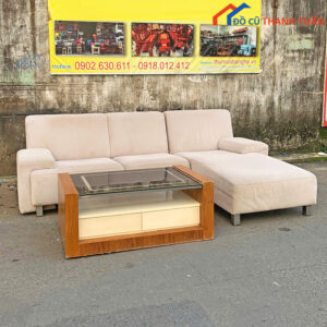 Combo Bàn Ghế Sofa Góc L Bọc Vải Đẹp Cũ