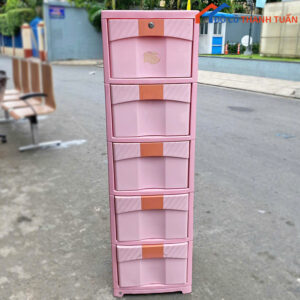 Tủ Nhựa Cứng Màu Hồng 5 Ngăn Cũ