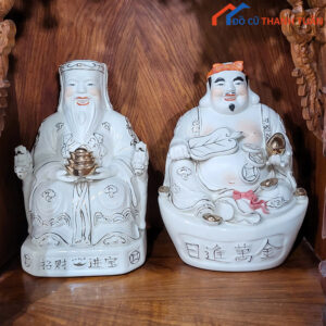Cặp Tượng Thần Tài - Ông Địa Bằng Sứ Đẹp Mới 99%