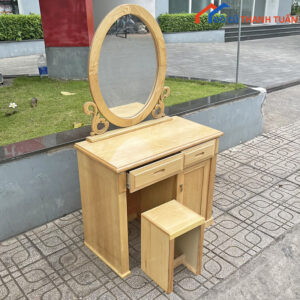 Bàn Phấn Gương Oval Gỗ Tự Nhiên Cũ Giá Tốt