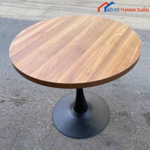 Bàn Bar Chân Trụ Tulip Mặt Gỗ Tròn Cũ