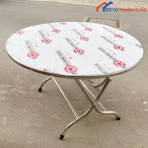 Bàn Ăn Inox Chân Xếp Mặt Tròn 1M15 Cũ Giá Rẻ