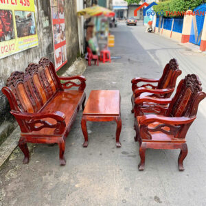 Bộ Salon Gỗ Tự Nhiên Trạm Khắc Tinh Xảo Cũ