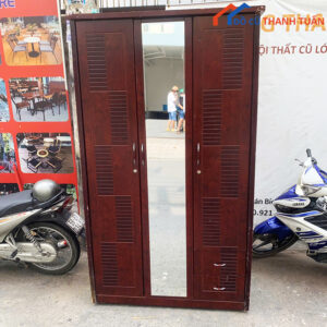 Tủ Quần Áo 3 Cánh Có Gương Màu Nâu Cũ