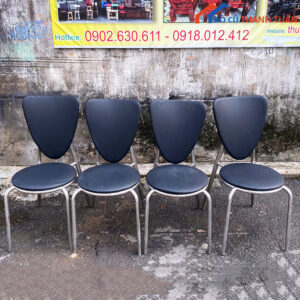 Ghế Khung Inox Đệm Da Màu Đen Cũ Giá Rẻ