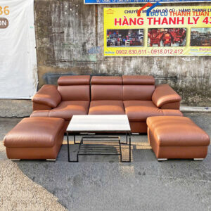 Bộ Sofa Nâu Bọc Da Sang Trọng Cũ Giá Tốt