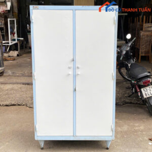 Tủ Áo Sắt 2 Cánh Trắng Xanh Cũ Giá Rẻ