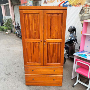 Tủ Quần Áo 2 Cánh 90CMx1M75 Gỗ Tự Nhiên Cũ