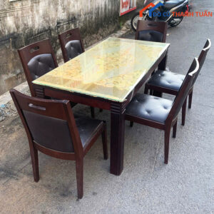 Bộ Bàn Ăn Mặt Kính 6 Ghế Cũ Giá Rẻ