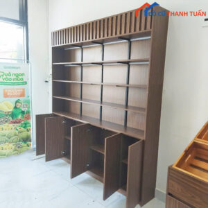 Tủ Kệ Gỗ Trưng Bày 3Mx2M25 Màu Nâu Sang Trọng