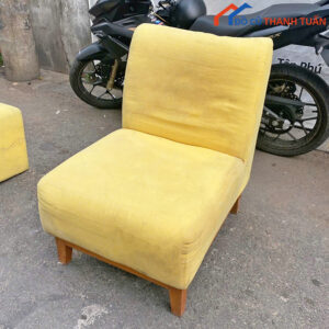 Ghế Sofa Đơn Cũ Màu Vàng Chân Gỗ Giá Rẻ