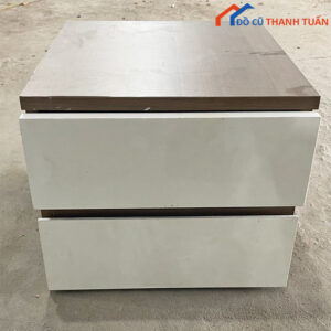 Tủ Đầu Giường Cũ 2 Hộc Kéo Màu Trắng Nâu