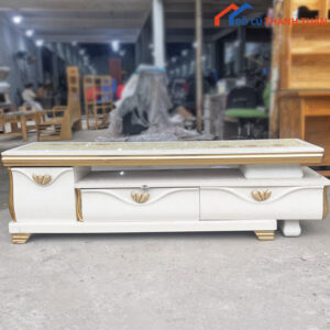 Kệ Tivi Cũ Màu Trắng Vàng Kiểu Cổ Điển