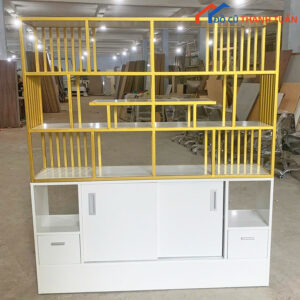 Thanh Lý Kệ Vách Ngăn Khung Sắt Mặt Gỗ Mới 99%