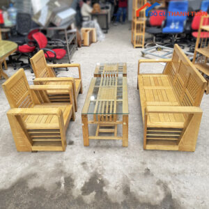 Bộ Bàn Ghế Salon Gỗ Cũ Thiết Kế Hiện Đại