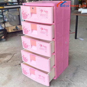 Tủ Nhựa Cũ 5 Tầng Màu Hồng Cho Bé