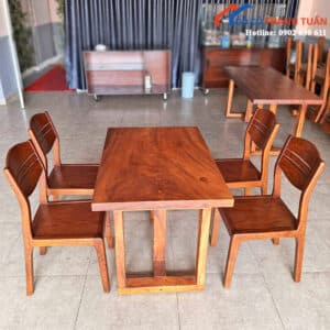 Bộ Bàn Ghế Ăn Cũ Gỗ Tự Nhiên 4 Ghế