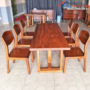 Bộ Bàn Ghế Gỗ Tự Nhiên 6 Ghế Cũ
